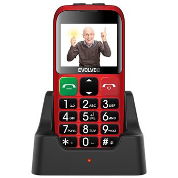 !ROZBALENO! EVOLVEO EasyPhone EB, mobilní telefon pro seniory s nabíjecím stojánkem (červená barva)