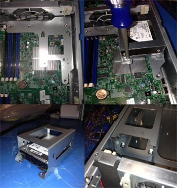 Držák 2×2,5" HDD do 2U+ nad desku do levého spodního rohu