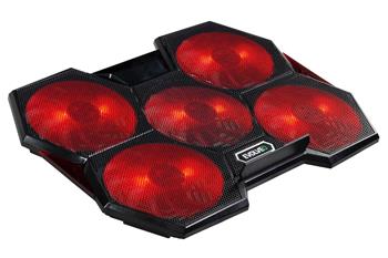 EVOLVEO Ania 14, chladicí podložka pro notebook, 5x ventilátor, červené podsvícení,
