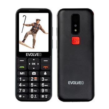 EVOLVEO EasyPhone LT, 4G mobilní telefon pro seniory s nabíjecím stojánkem, černý