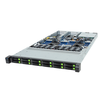 Server R184-SF1 1U 2S-E2(350W), noLAN, 12NVMe5/SFF, M.2, 32DDR5, 3PCI-E16g5(1GPU), OCP3, IPMI, 2kW rPS (80+TIT.)